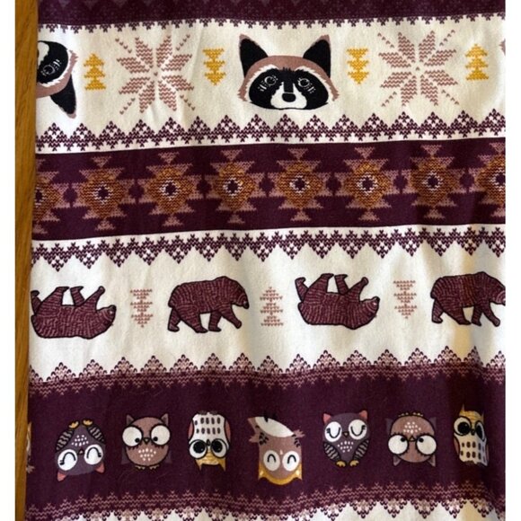 Cabin Fever Pajamas Hooded One Piece Woodland Animals Med Zipper Cozy - Picture 3 of 7